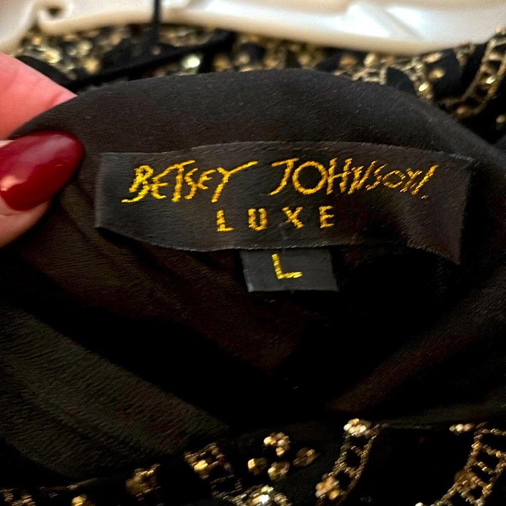 Betsey Johnson dress - mini. Black and gold, sparkly. Spaghetti straps